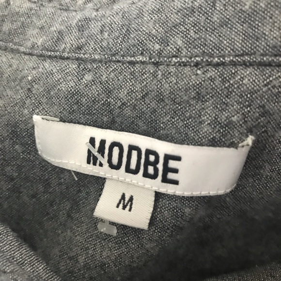 🎁 Modbe Gray Size Medium Women’s Button down Long Sleeve Crop top shirt - Picture 5 of 5